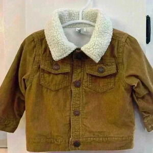 Carter’s corduroy jacket 6m tan/cream with buttons that snap for easyness EUC